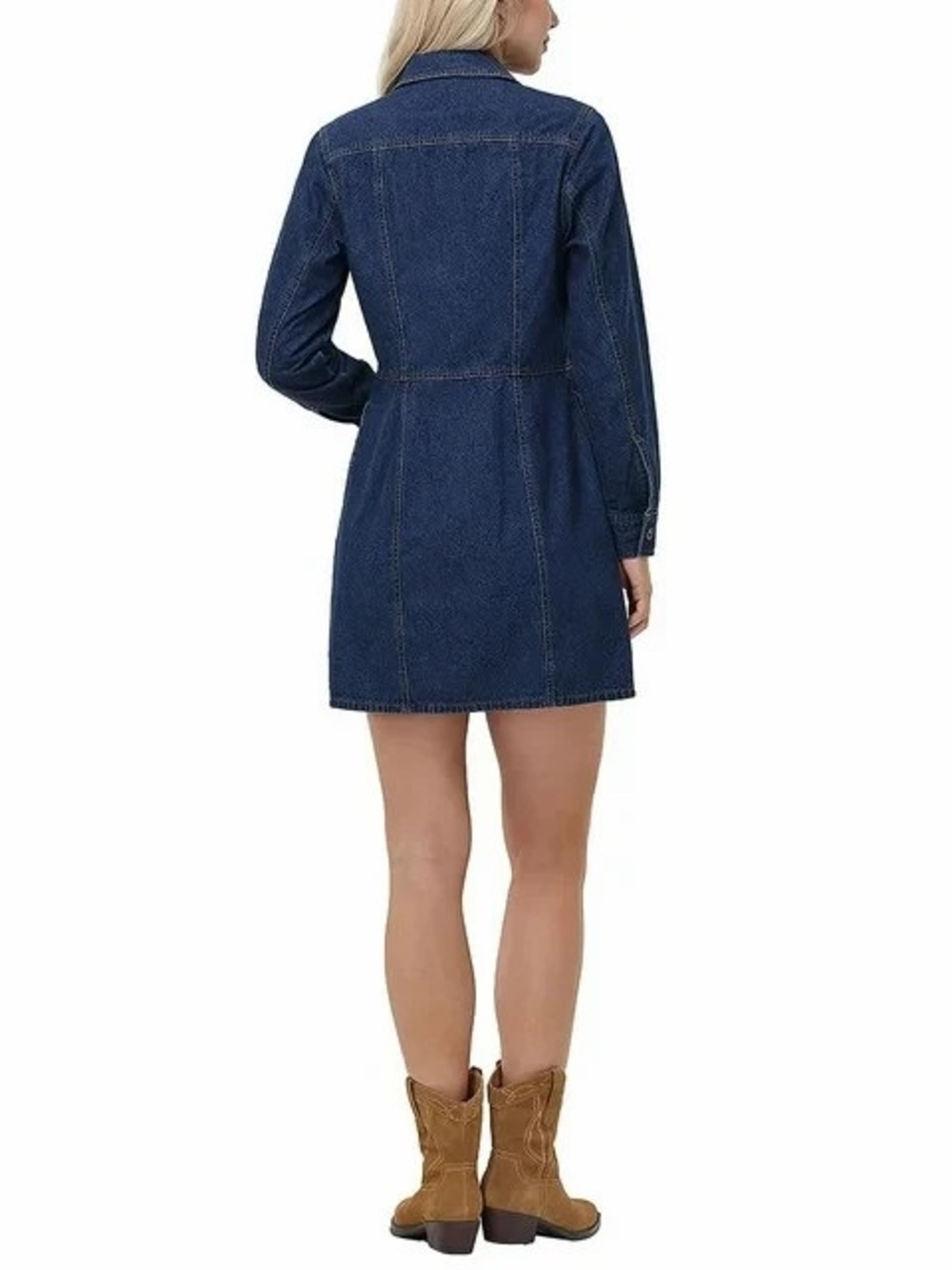 Frye Dark Blue Denim Shirt Mini Dress - Picture 3 of 6